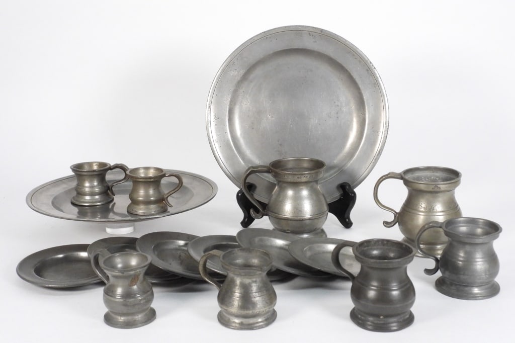 16PC English Pewter Measuring Cups & Plates (1 of 9)