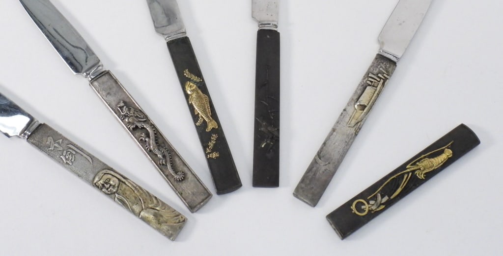 6PC Japanese Mixed Metal Kozuka Knife Group (1 of 6)