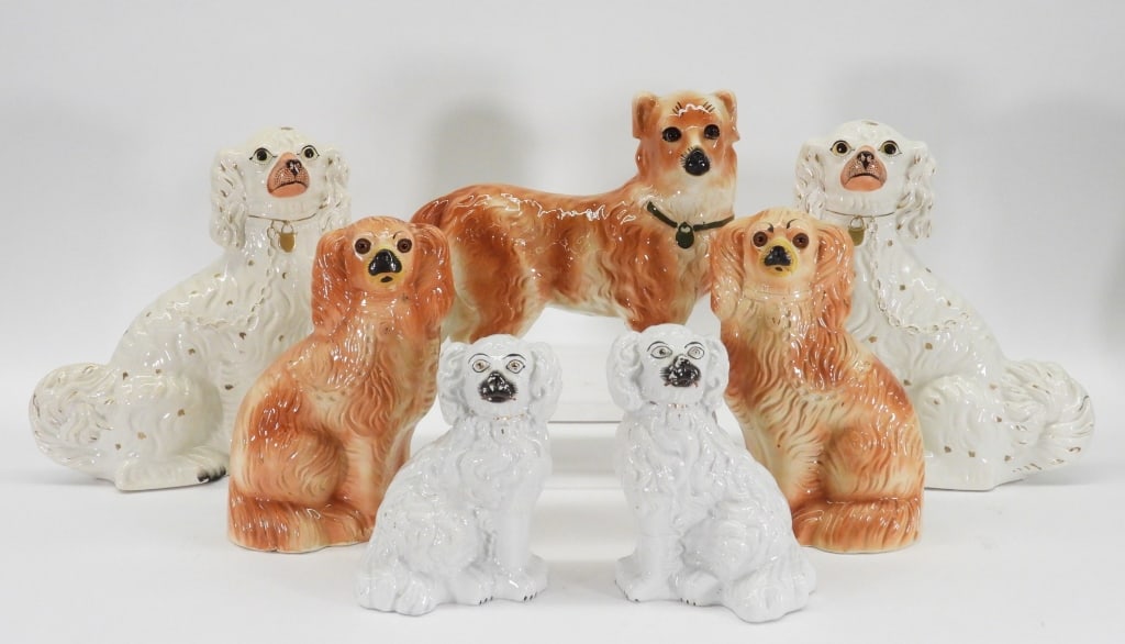7PC Staffordshire Porcelain Dog Sculptures (1 of 11)