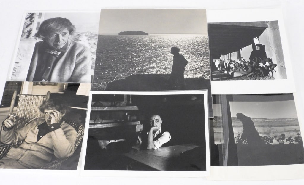6PC George Daniell O'Keefe & Marin Photographs: George Daniell New York, Bermuda,1911-2002 Includes photographs of artist John Marin on the beach in Maine, at his studio, and seated in a wicker chair with a cigarette, photographs of Georgia O'Keefe