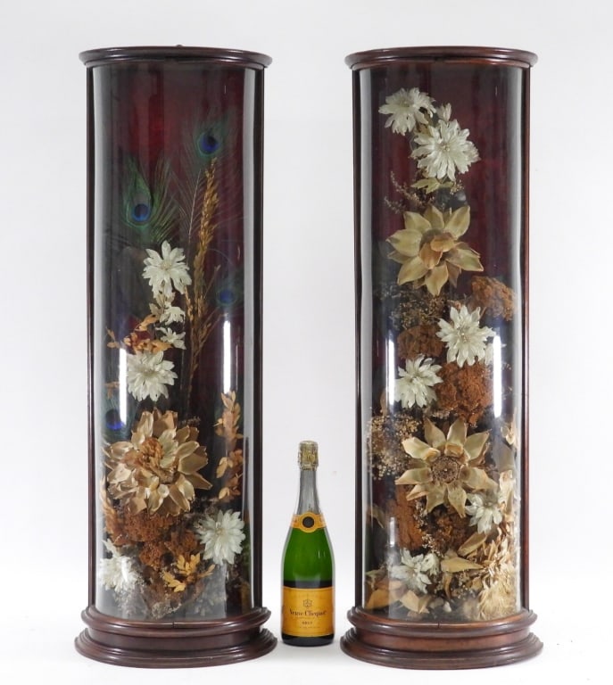 PR Victorian Mahogany Curved Glass Flower Displays (1 of 12)