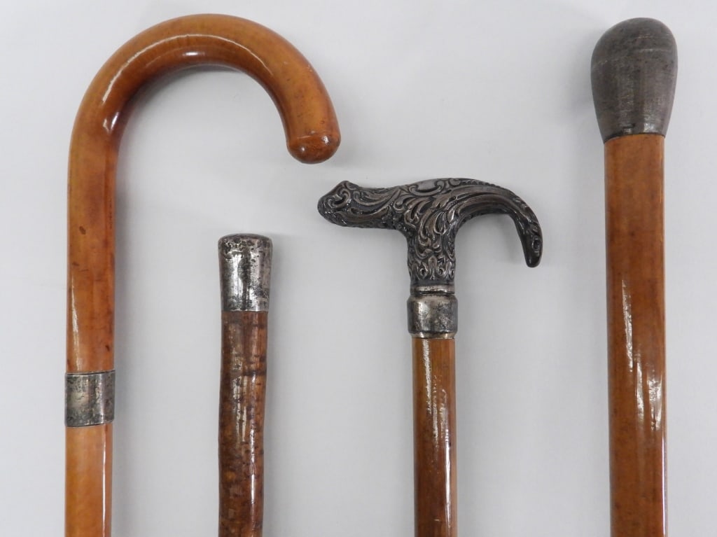 4PC Sterling Silver Handled Cane Walkingstick (1 of 6)