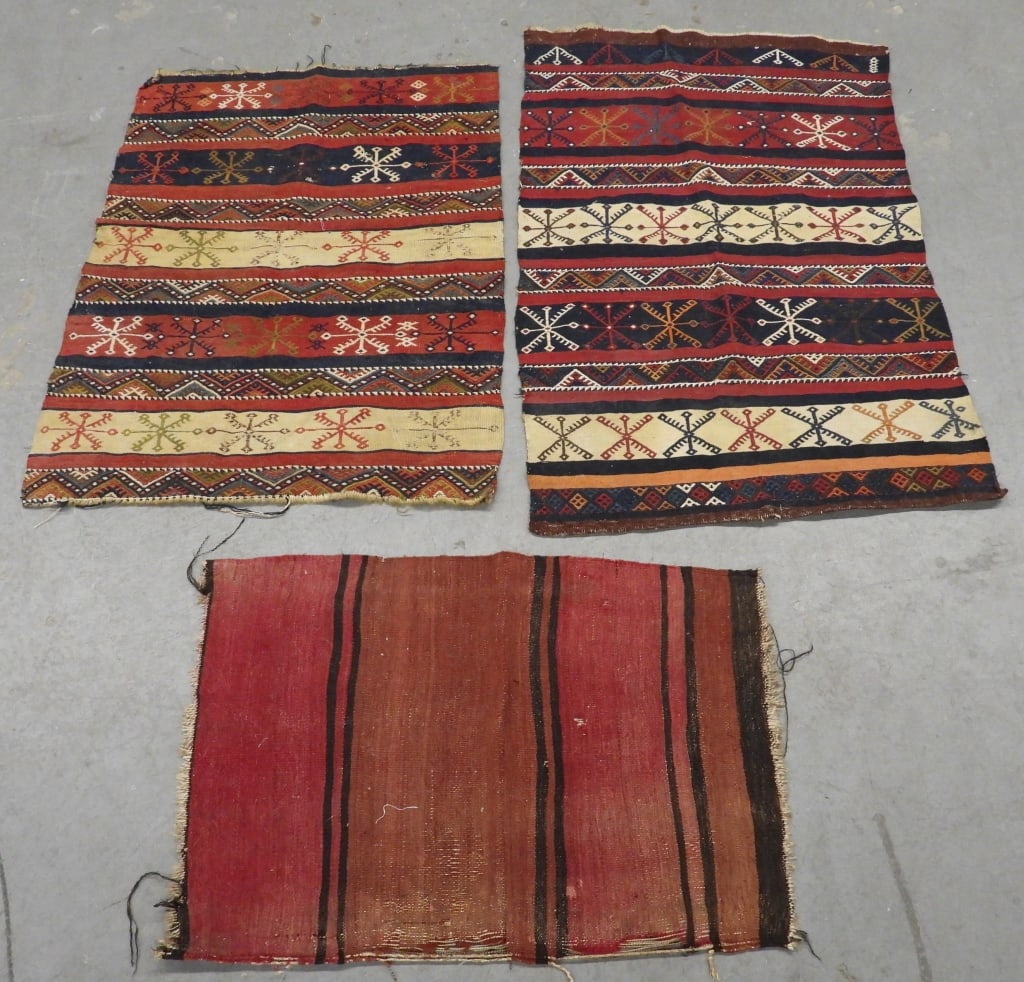 3PC. Turkish Flat Weave Carpet Rugs (1 of 10)