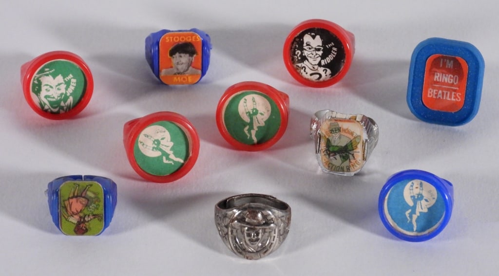 10PC 1960's Batman Beatles Green Hornet Ring Group (1 of 11)
