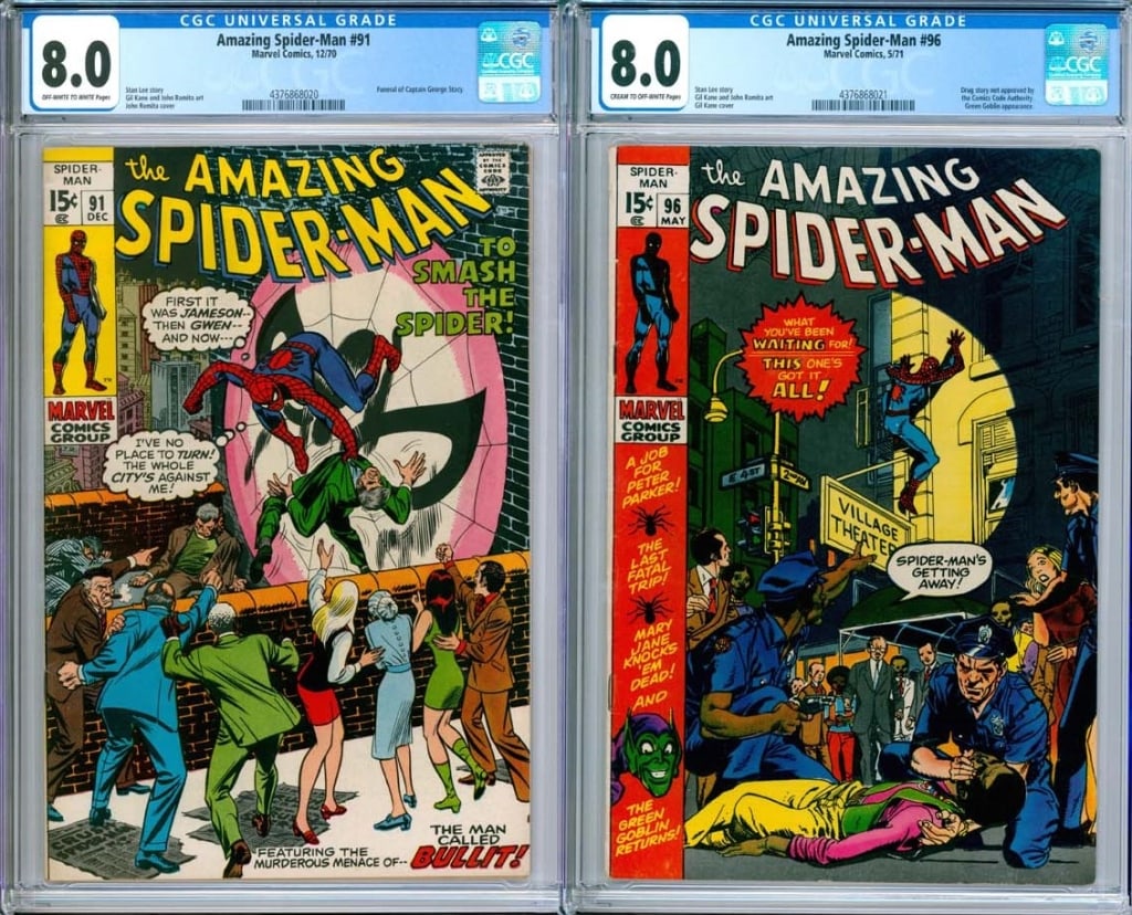 2 Marvel Comics Amazing Spider-Man #91 #96 CGC 8.0 (1 of 2)