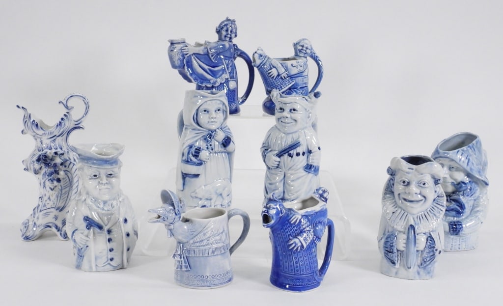 10PC Blue & White German Porcelain Creamers (1 of 12)