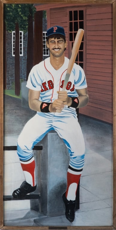 McCoy Stadium Mike Greenwell Monumental Mural: Carol “Tayo” Heuser Rhode Island,Contemporary Monumental depiction of American baseball player Mike Greenwell who played professionally for the Boston Red Sox. This mural is one of forty-t