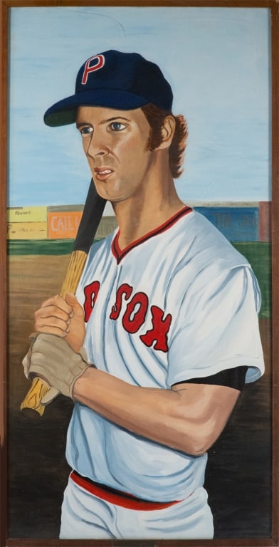 McCoy Stadium Rick Burleson Monumental Mural: Carol “Tayo” Heuser Rhode Island,Contemporary Monumental depiction of American baseball player Rick Burleson who played professionally for the Boston Red Sox, California Angels, and the Ba