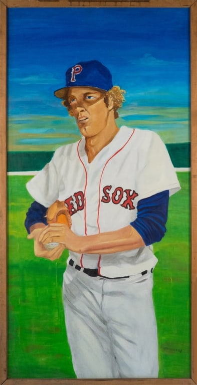 McCoy Stadium Mark Fidyrch Monumental Mural: Carol “Tayo” Heuser Rhode Island,Contemporary Monumental depiction of American baseball player Mark Fidyrch who played professionally for the Detroit Tigers. This mural is one of forty-two