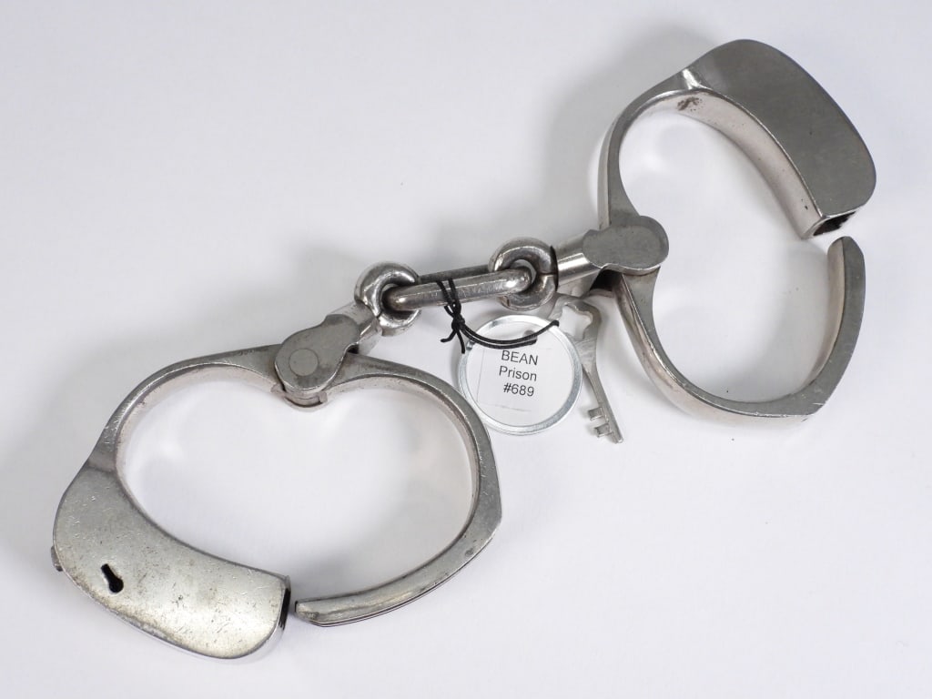 Bean Prison Model Nickel Plated Handcuffs (1 of 11)