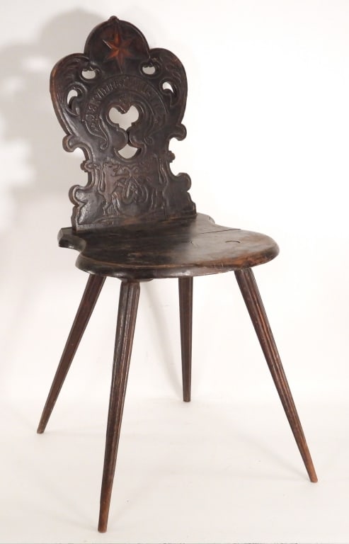 19C Swiss Tyrolean Carved Folk Art Tavern Chair (1 of 11)