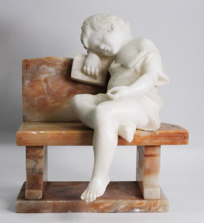 Emilio Fiaschi Reading Child Marble Sculpture (1 of 10)