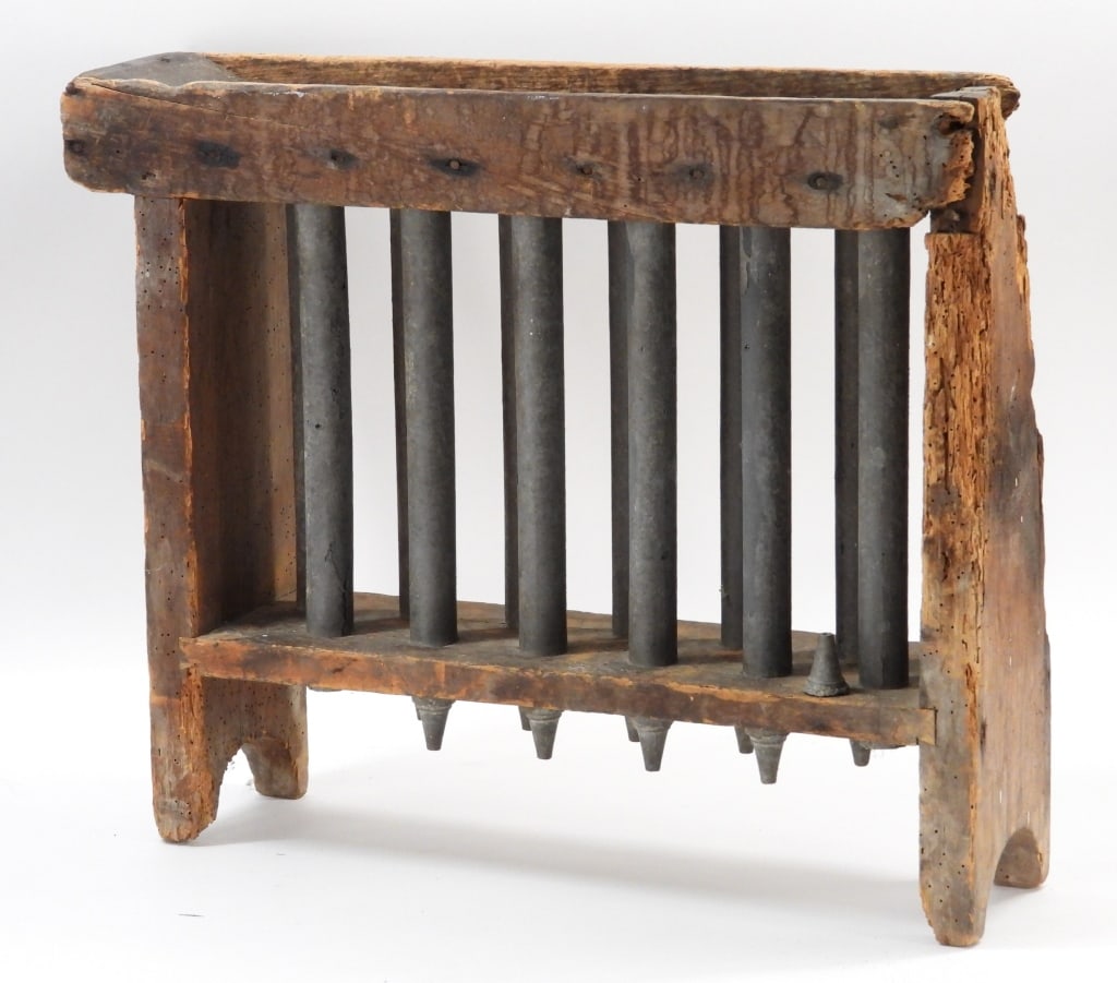 Early American Pewter & Wood Candlestick Mold (1 of 7)