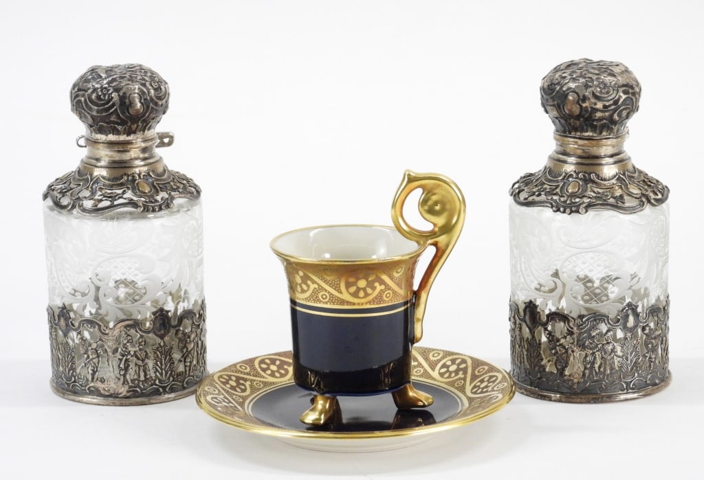 3PC Bavarian German Perfume Bottles & Espresso Cup (1 of 13)