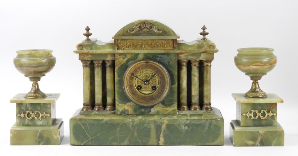 3PC Jules Rolez Mantle Clock w/ Urns (1 of 12)