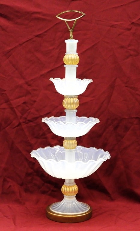 Venetian Opaline Glass Tiered Epergne Server (1 of 6)