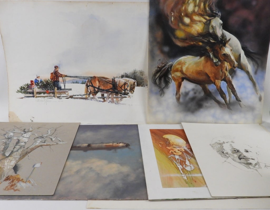 7PC Michael Keane WC & OB Paintings (1 of 8)