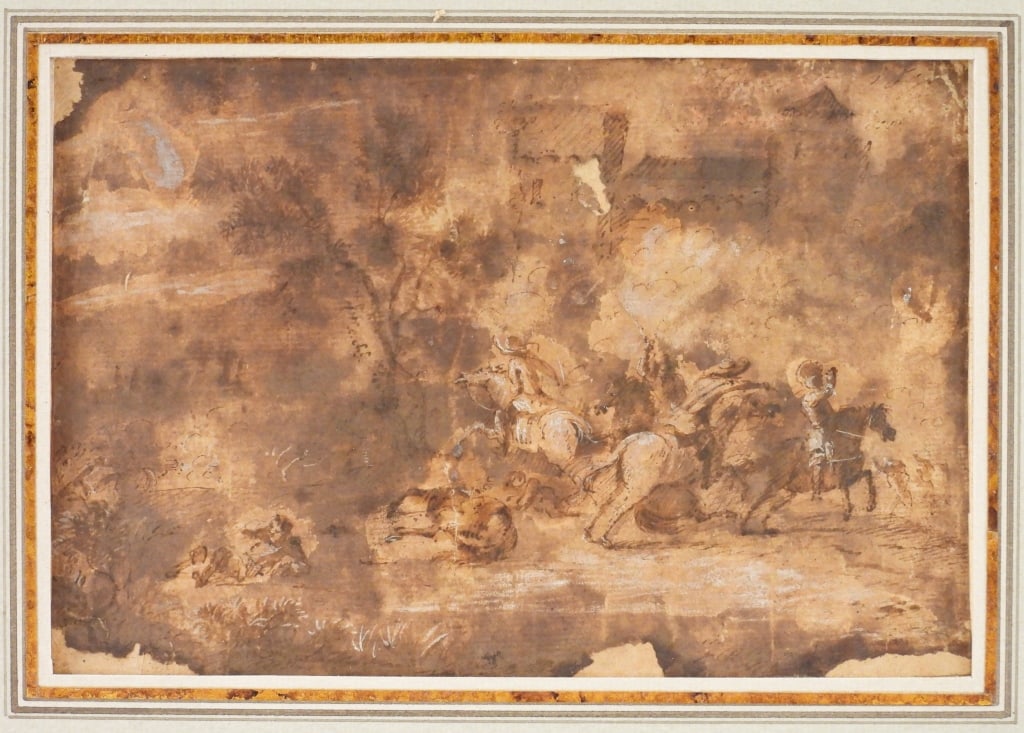 Jacques Courtois Battle Scene Old Master Drawing (1 of 8)