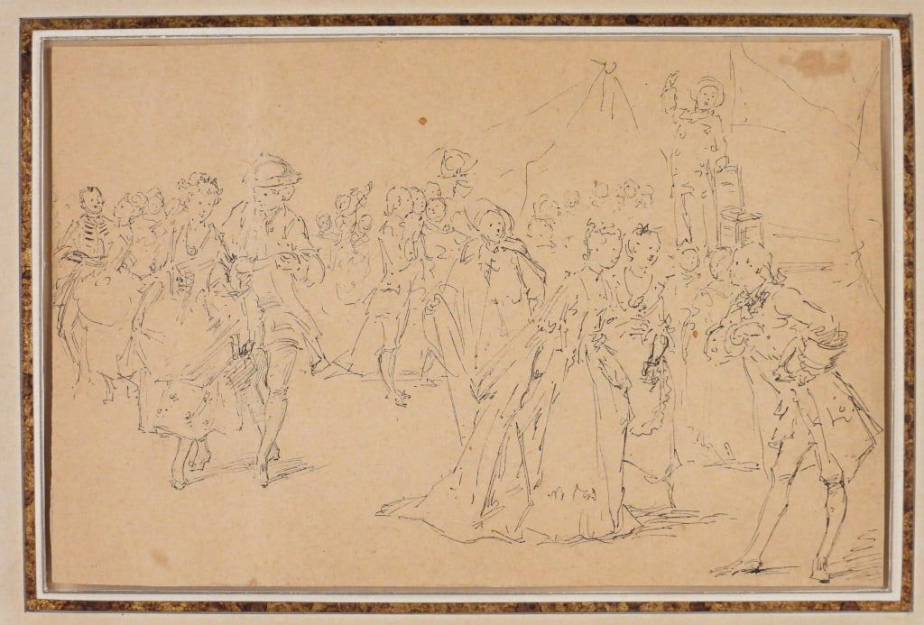 18C French Ball Scene Study Drawing (1 of 9)