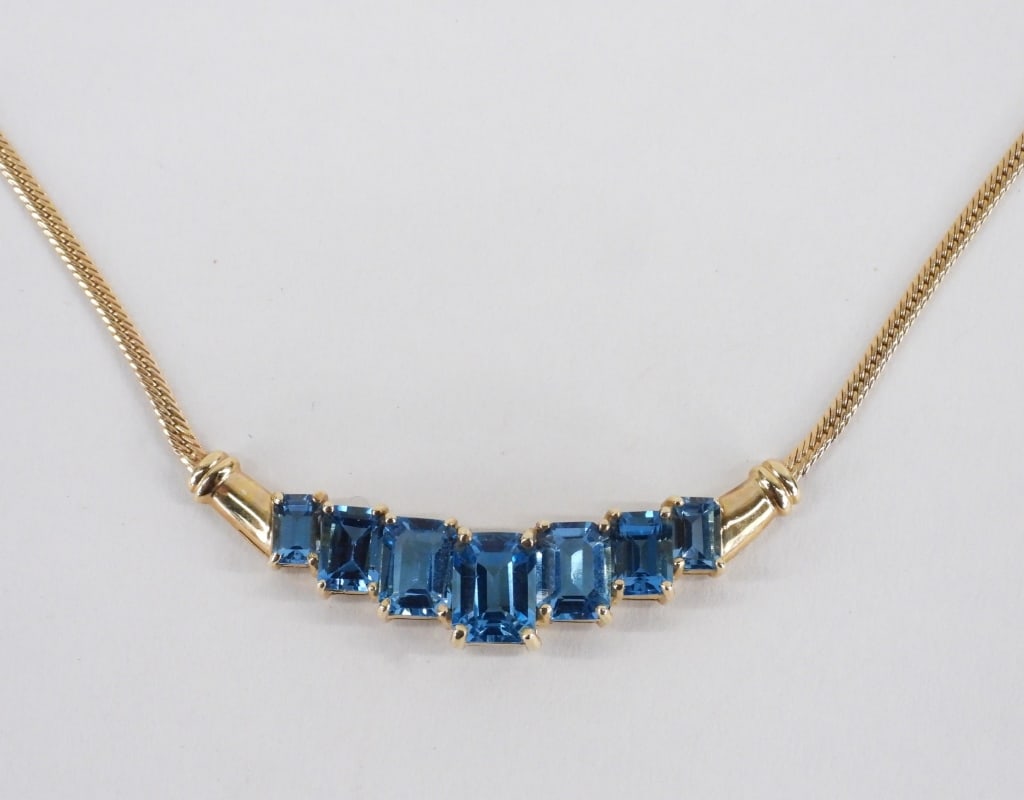 14K Gold & Blue Topaz Estate Necklace (1 of 7)