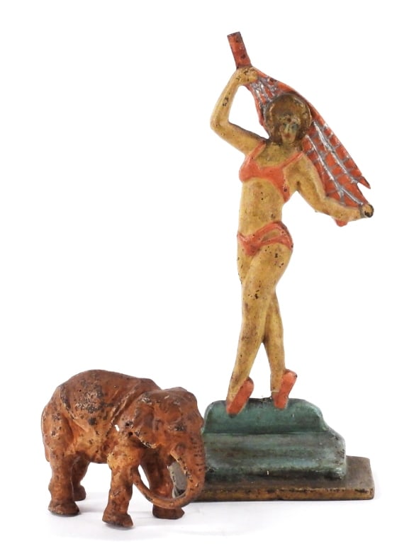2PC Cast Iron Figural Doorstops Bikini Girl (1 of 11)