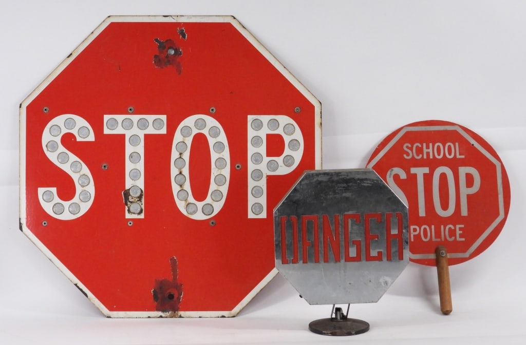 3PC Vintage Stop & Crossing Guard Traffic Signs (1 of 11)