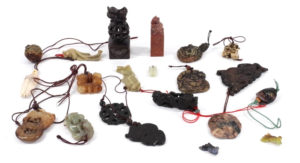 20PC Chinese Carved Hardstone Amulets (1 of 8)