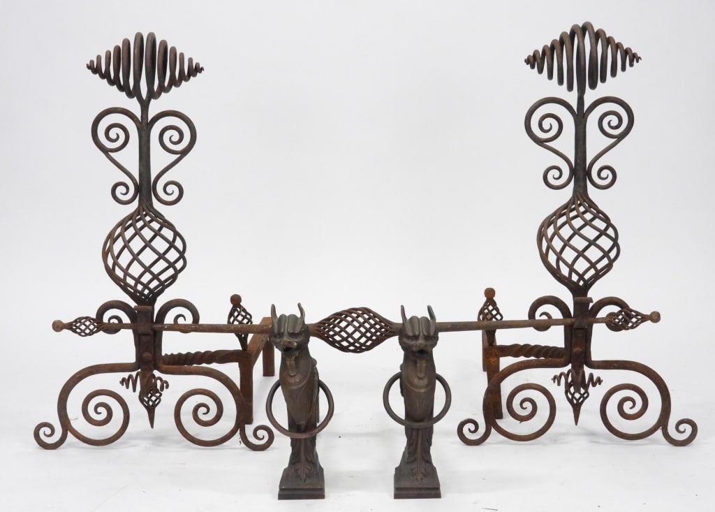 2PR Wrought Iron Andirons (1 of 8)