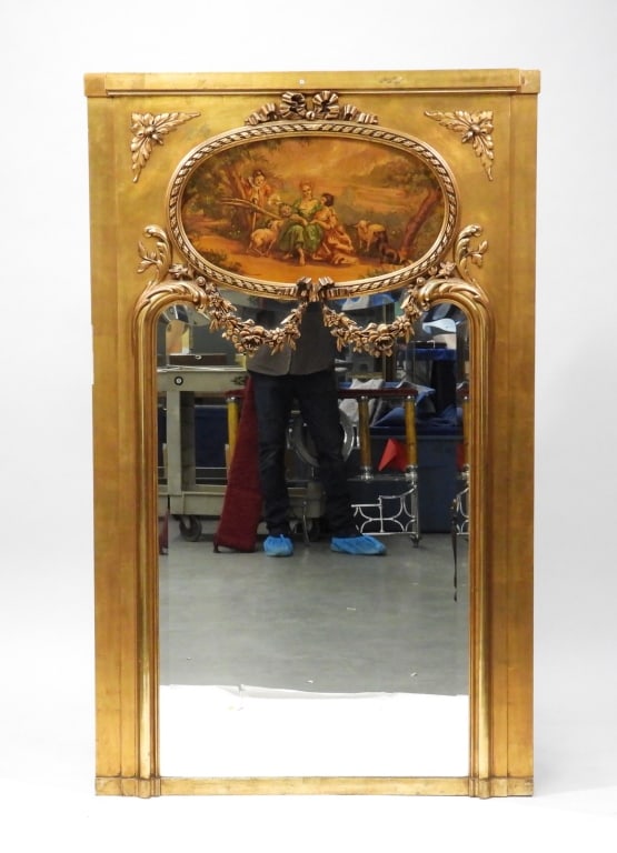 LG Antique Trumeau Garden Scene Mirror (1 of 9)