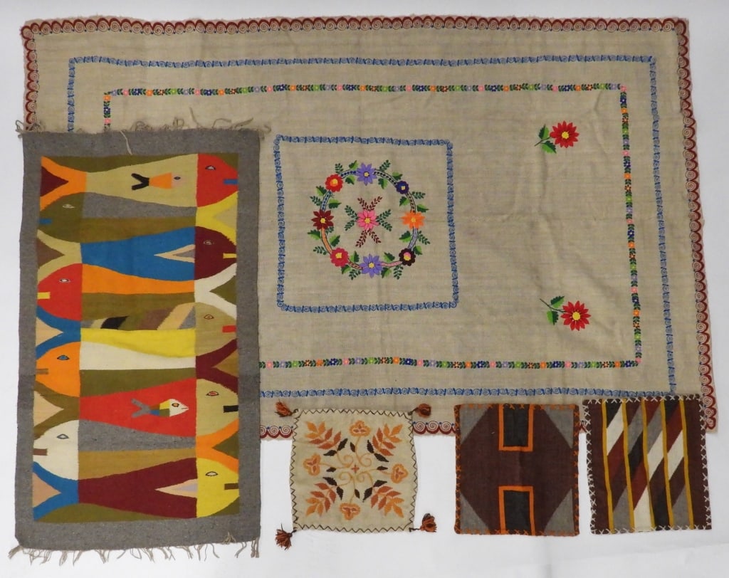 5 PC. Ecuadorian Textile Carpet Blanket Weaving (1 of 9)