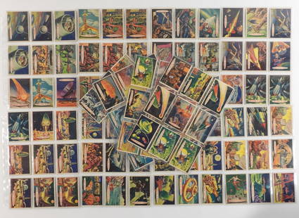 102PC 1957 Topps Space Cards Trading Cards: United States,1957 Andy's collection of 1957 Topps Space Cards trading cards, group includes 102 cards between #1 and #88 with some duplicates. Card condition Good to Excellent, approx. 2 to 5,