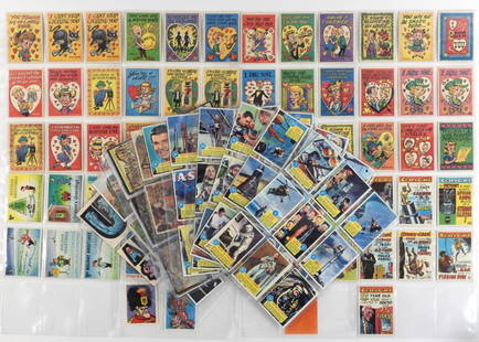 141PC 1950's to 1960's Mixed Non-Sport Card Group: United States,1963 Large group of 1950's and 1960's Non-Sport trading cards, mixed array including Topps Funny Valentines, Popsicle Space Cards, Robin Hood, Mars Attacks, Planet of the Apes, and