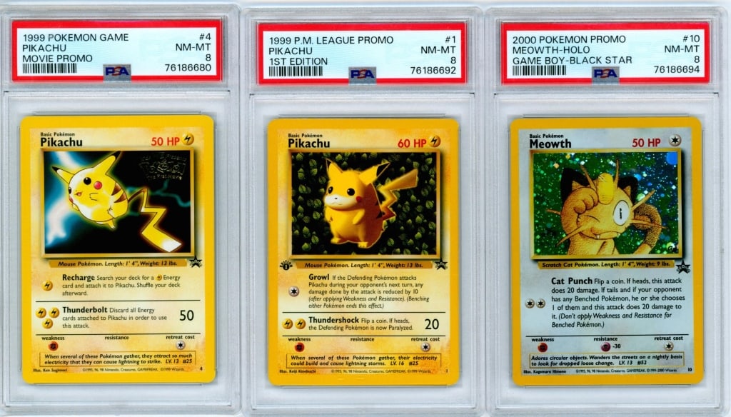 3PC Pokemon Black Star Promo Pikachu Meowth PSA (1 of 2)