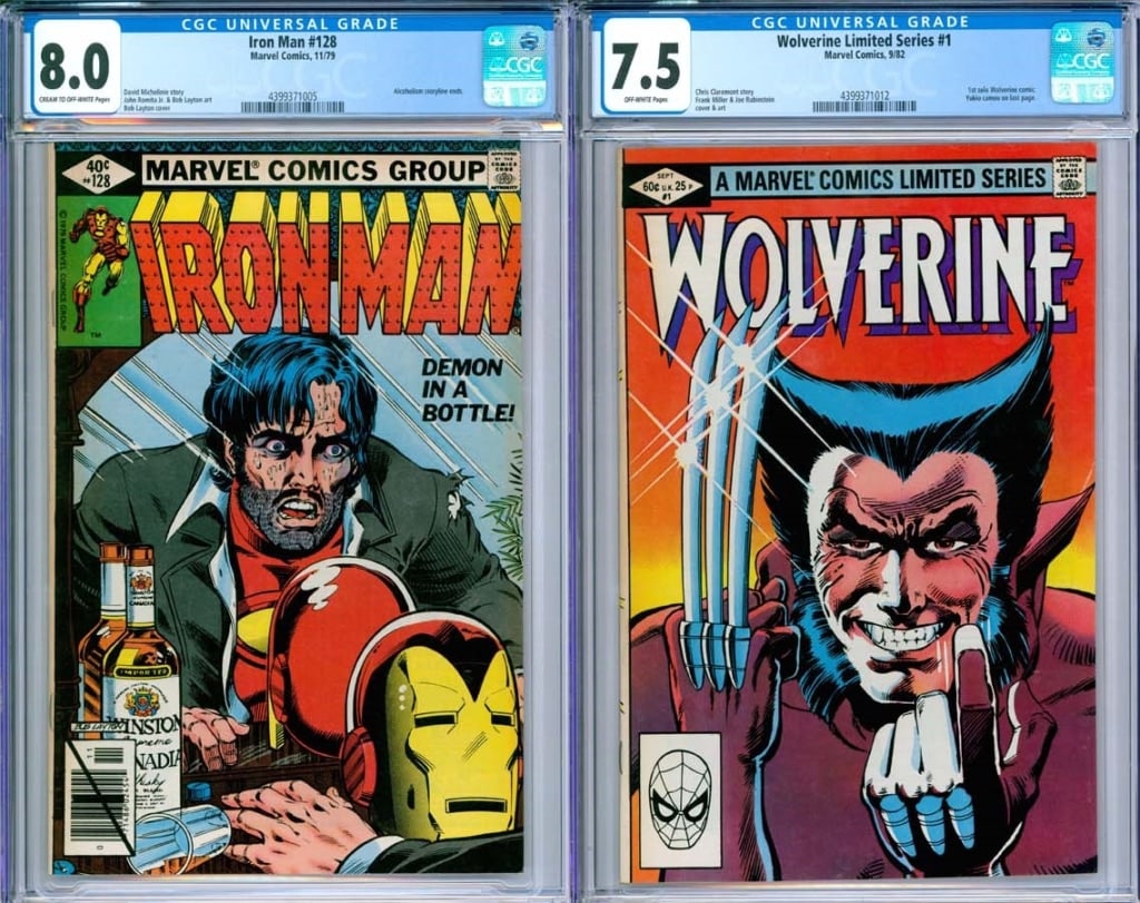 2PC Marvel Comics Iron Man #128 Wolverine #1 CGC (1 of 2)