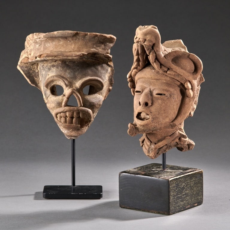 2 Pre-Columbian Pottery Heads (1 of 3)