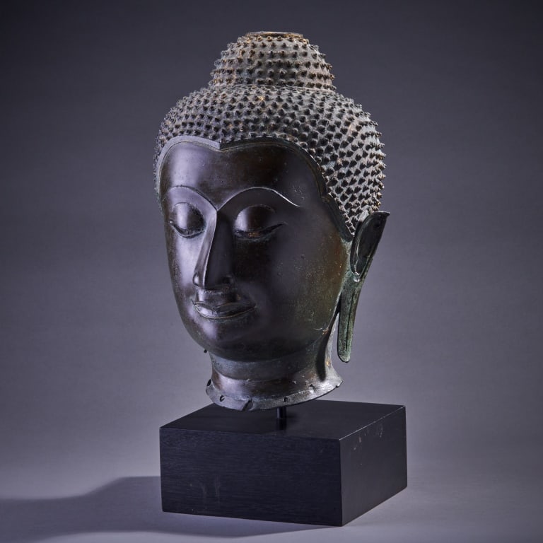 Very Large Thai Bronze Head Of Buddha (1 of 5)