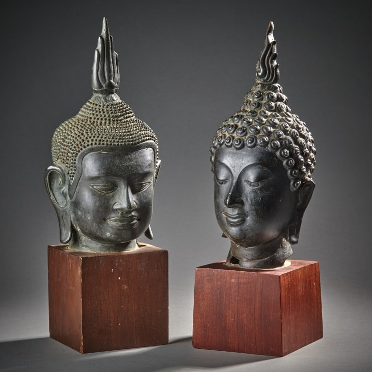2 Thai Bronze Buddha Heads (1 of 2)