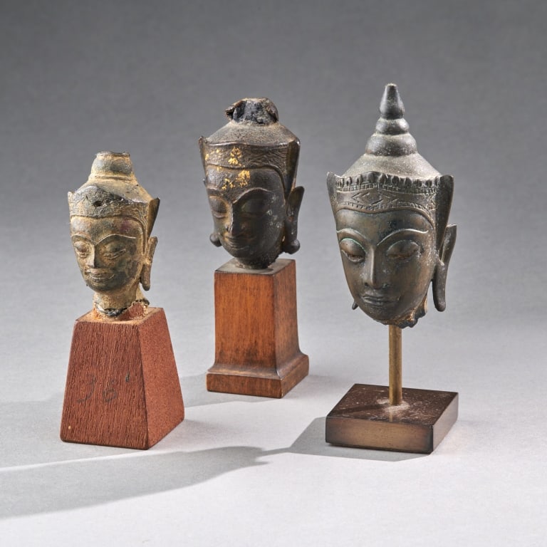 3 Small Thai Heads Of Buddha (1 of 4)