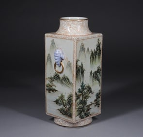 Chinese Qing Dynasty Porcelain Cong Vase