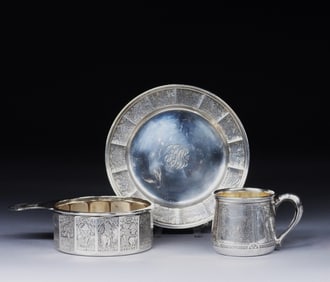 3PC William Kerr Sterling Silver Baby Bowl Set