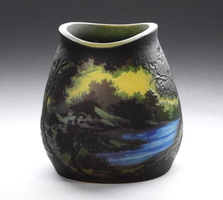 Galle Cameo Glass Forest River Landscape Vase