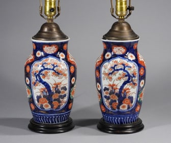 PR Japanese Imari Porcelain Table Lamps