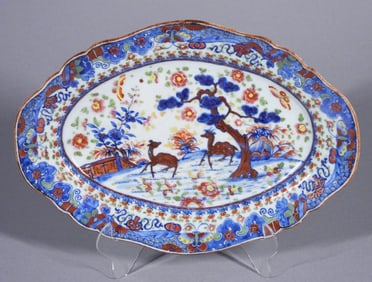 19C Chinese Export Porcelain Deer Plate