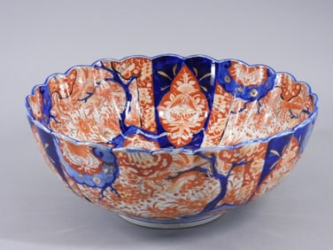 LG Japanese Imari Staple Repaired Center Bowl 15"