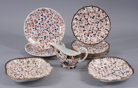 10PC Royal Crown Derby Botanical Porcelain Dishes