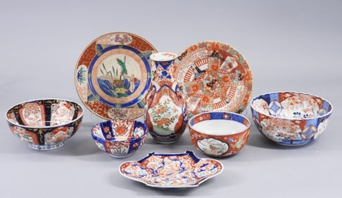 8PC Japanese Imari Porcelain Dishware