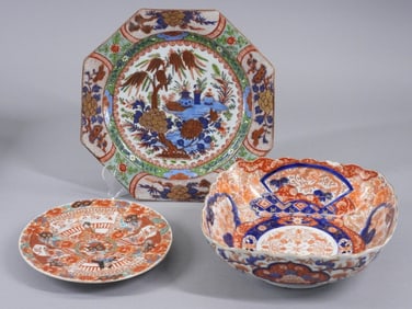 3PC Japanese & Chinese Imari Porcelain Plates