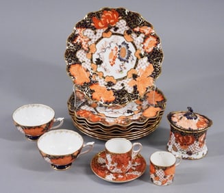 14PC Royal Crown Derby Peony Porcelain Dishware