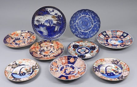 9PC Japanese Imari Porcelain Plates