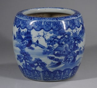 Japanese Blue and White Porcelain Jardiniere